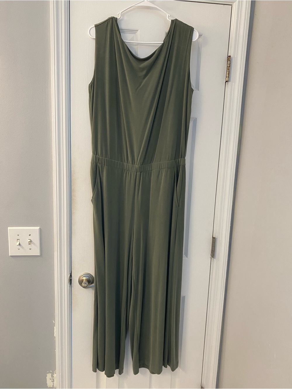 Banana Republic Sleeveless Olive Green Wide-Leg Jumpsuit